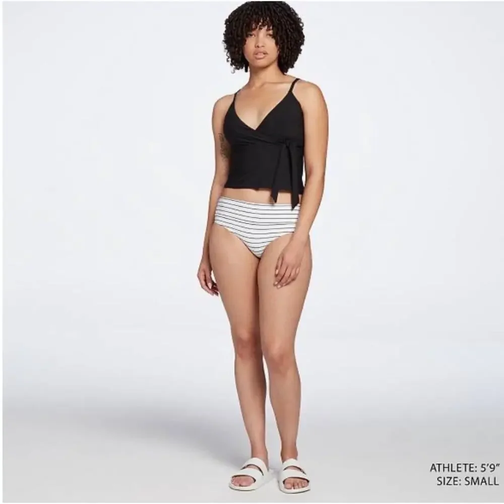 NWT New CALIA Carrie Underwood Pure Black Front Tie Swim Tankini Women's Size XS